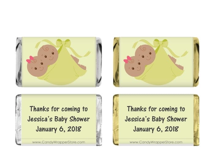 MINIBS101green - Miniature Baby Shower Twins Candy Bar Wrappers Miniature Baby Shower Twins Miniature Hershey's Candy Bar Wrappers Baby & Toddler BS101