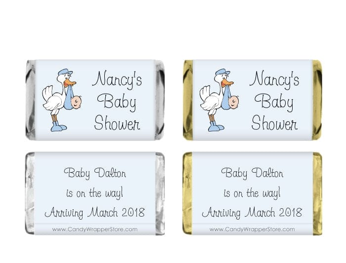 MINIBS203B - Miniature Boy Baby Shower Stork Candy Bar Wrappers Miniature Baby Shower Stork Candy Bar Wrappers Baby & Toddler BS203