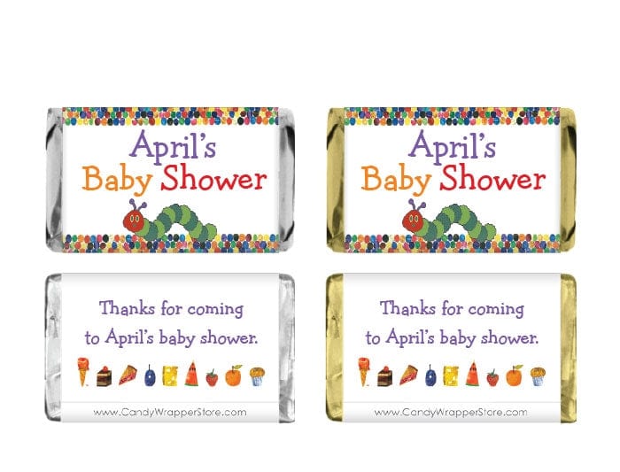 MINIBS207 - Miniature Hungry Caterpillar Baby Shower Candy Bar Wrapper Miniature Hungry Caterpillar Baby Shower Candy Bar Wrappers fit Miniature Hershey's assorted chocolate bars Baby & Toddler BS207