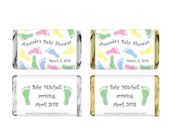 MINIBS211A - Miniature Baby Shower Baby Feet Candy Bar Wrappers Miniature Baby Shower  Baby Feet Candy Bar Wrappers Baby & Toddler BS211