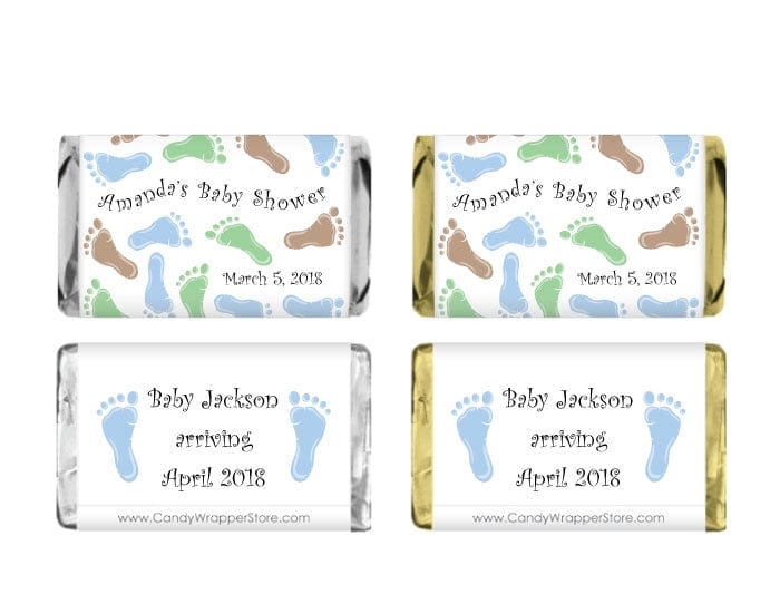 MINIBS211B - Miniature Baby Shower Baby Boy Feet Candy Bar Wrappers Miniature Baby Shower Baby Boy Feet Candy Bar Wrappers Baby & Toddler BS211