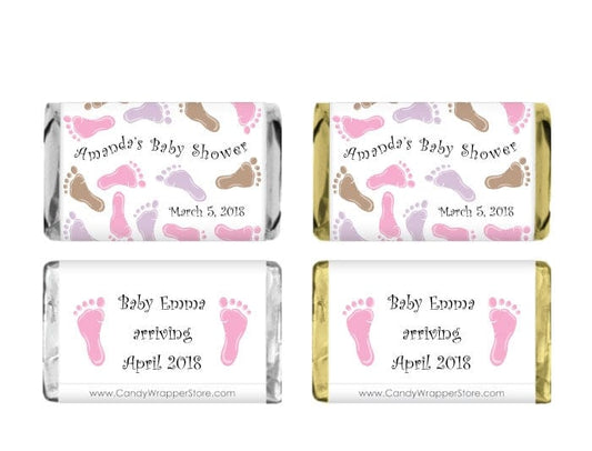 MINIBS211G - Miniature Baby Shower Girl Baby Feet Candy Bar Wrappers Miniature Baby Shower Girl Baby Feet Candy Bar Wrappers Baby & Toddler BS211