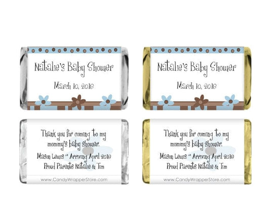 MINIBS224b - Miniature Blue and Brown Baby Shower Candy Bar Wrappers Miniature Blue and Brown Baby Shower Candy Bar Wrappers Baby & Toddler BS224