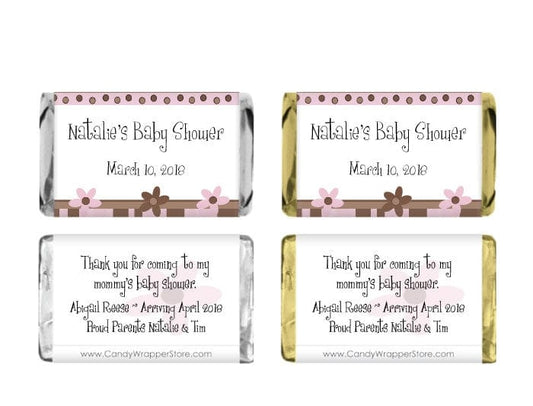 MINIBS224p - Miniature Pink and Brown Baby Shower Candy Bar Wrappers Miniature Pink and Brown Baby Shower Candy Bar Wrappers Baby & Toddler BS224