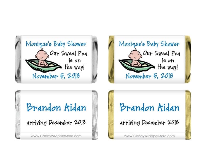 MINIBS228 - Miniature Boy Baby Shower Pea Pod Candy Bar Wrappers Miniature Boy Baby Shower Pea Pod Candy Bar Wrappers Baby & Toddler BS228