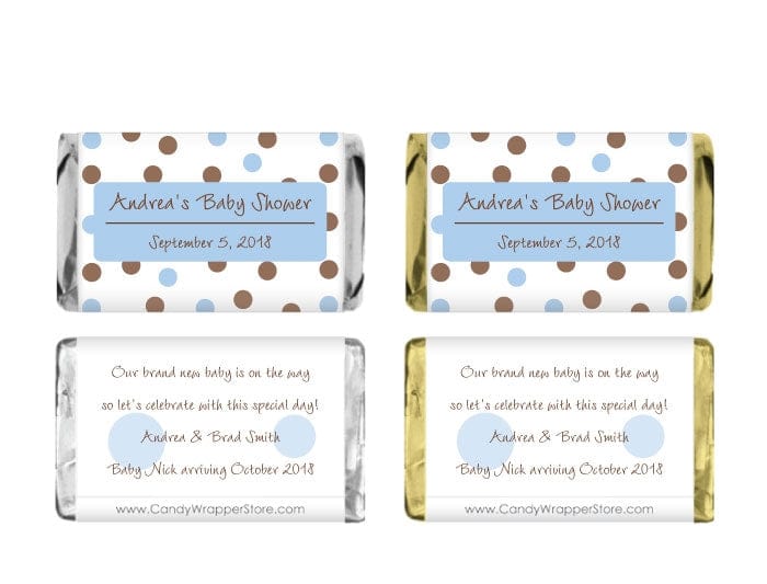MINIBS229B - Miniature Blue Dots Baby Shower Candy Bar Wrappers Miniature Blue Dots Baby Shower Candy Bar Wrappers Baby & Toddler BS229