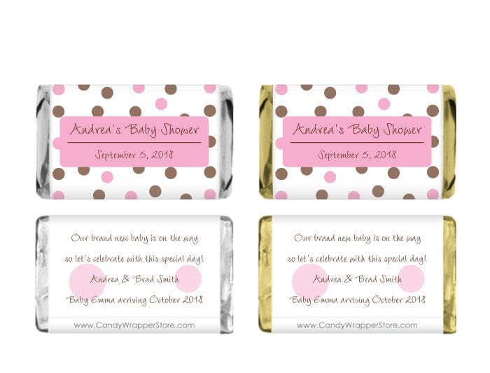 MINIBS229P - Miniature Pink Dots Baby Shower Candy Bar Wrappers Miniature Pink Dots Baby Shower Candy Bar Wrappers Baby & Toddler BS229