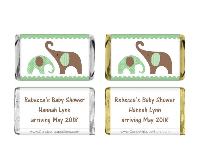 MINIBS258Green - Miniature Baby Shower Elephants Candy Bar Wrappers Miniature Baby Shower Elephants Miniature Hershey's Candy Bar Wrappers Baby & Toddler BS258