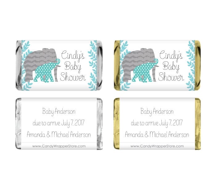 MINIBS271 - Miniature Elephant Love Baby Shower Candy Bar Wrappers Candy Bar Wrappers Miniature Elephant Love Baby Shower Candy Bar Wrappers Candy Bar Wrappers Party Favors BS271
