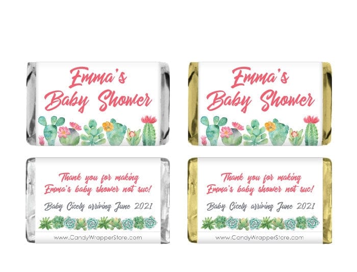 MINIBS297 - Miniature Succulents Shower Candy Bar Wrappers Miniature Succulents Shower Candy Bar Wrappers Party Favors BS297