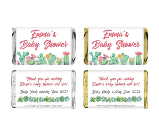 MINIBS297 - Miniature Succulents Shower Candy Bar Wrappers Miniature Succulents Shower Candy Bar Wrappers Party Favors BS297