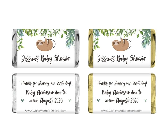 MINIBS373 - Miniature Sweet Sloth Baby Shower Candy Bar Wrappers Miniature Sweet Sloth Baby Shower Candy Bar Wrappers Party Favors BS373