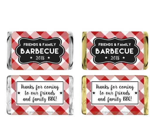 MINIFAM203 - Miniature Red Gingham Family Barbecue Reunion Candy Bar Wrapper Miniature Red Gingham Family Barbecue Reunion Candy Bar Wrapper Party Favors FAM203