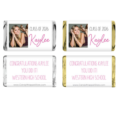MINIGRAD425 - Miniature Graduation Modern Girl Photo Candy Bar Wrapper Miniature Graduation Modern Girl Photo Candy Bar Wrapper Party Favors GRAD425