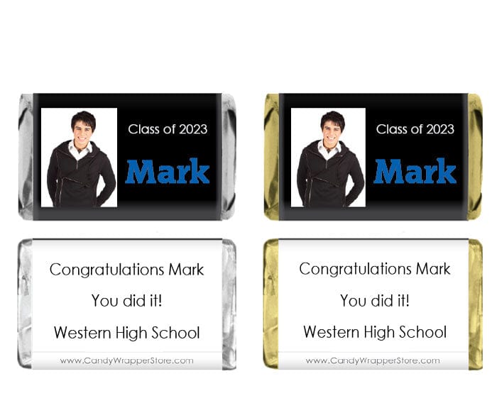 MINIGRAD426 - Miniature Graduation Modern Guy Photo Candy Bar Wrapper Miniature Graduation Modern Guy Photo Candy Bar Wrapper Party Favors GRAD426