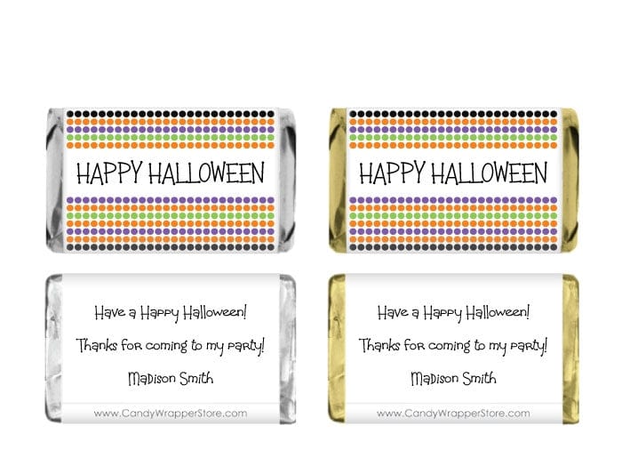 MINIHAL210 - Miniature Dotty Halloween Candy Bar Wrappers Miniature Hershey's Dotty Halloween Candy Bar Wrappers Party Supplies HAL210