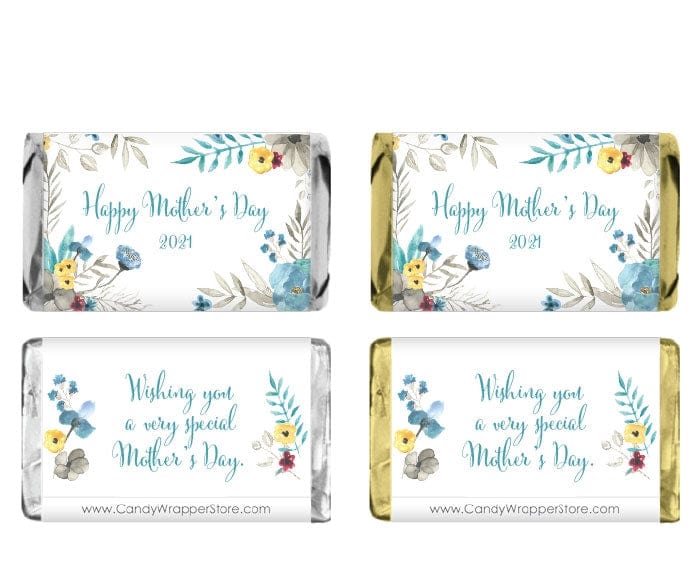 MINIMD2 - Miniature Mother's Day Watercolor Spring Floral Candy Bar Wrapper Miniature Mother's Day Watercolor Spring Floral Candy Bar Wrapper Party Favors md2