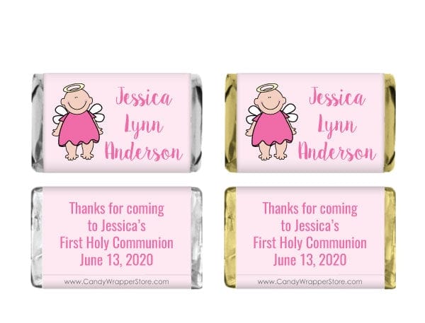 MINIREL209 - Angel Baby Girl Religious Miniature Wrapper Angel Baby Girl Religious Miniature Hershey's Candy Bar Wrapper Party Favors REL209