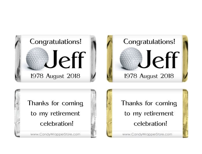 MINIRET201 - Golf Retirement Miniature Wrapper Miniature Retirement Candy Bar Wrappers RET201