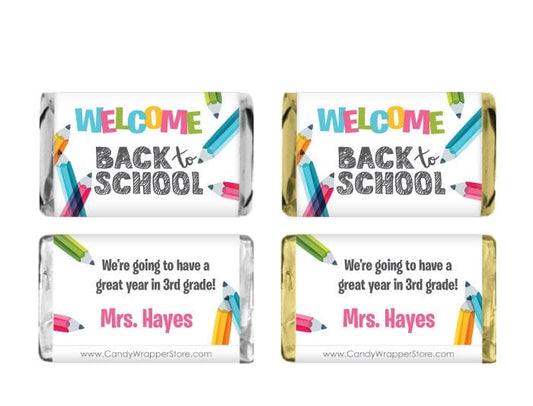 MINISCHOOL210 - Miniature Welcome Back to School Colorful Pencils Candy Bar Wrapper Miniature Welcome Back to School Colorful Pencils Candy Bar Wrapper SCHOOL210