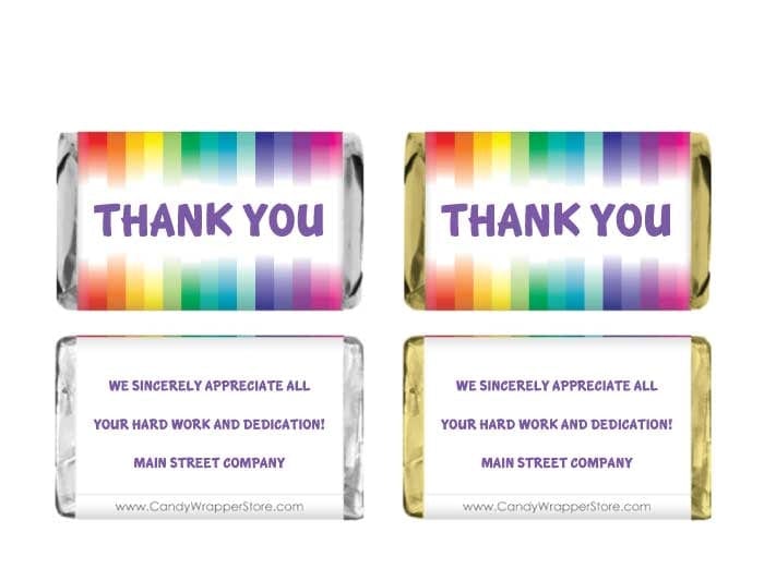 MINITY203 - Miniature Colorful Thank You Wrappers Miniature Colorful Thank You Candy Bar Wrappers Miniature Size Wrapper TY203