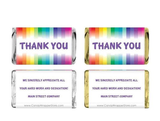 MINITY203 - Miniature Colorful Thank You Wrappers Miniature Colorful Thank You Candy Bar Wrappers Miniature Size Wrapper TY203