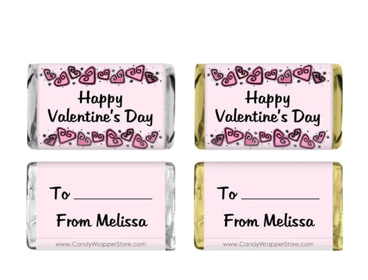 MINIVAL201 - Mini Valentines Day Hearts Candy Wrappers Mini Valentines Day Hearts Candy Wrappers VAL201