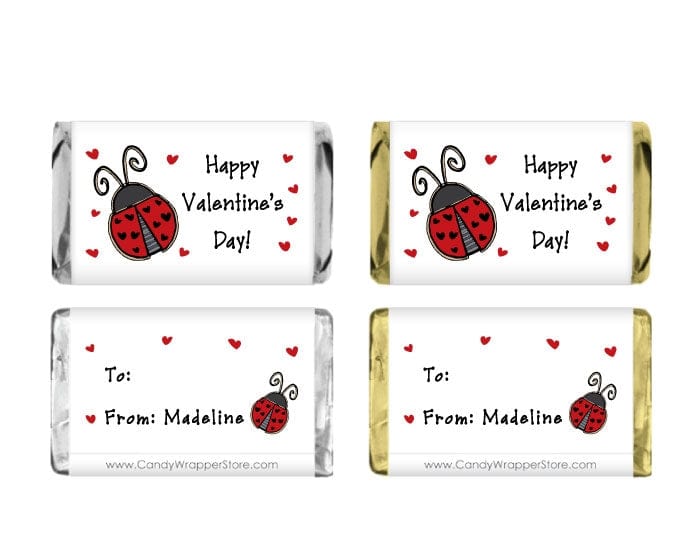 MINIVAL210 - Mini Valentines Day Ladybug Candy Wrappers Mini Valentines Day Ladybug Candy Wrappers VAL210