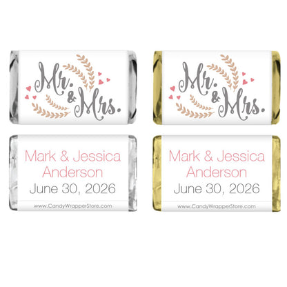 MINIWA348 - Miniature Mr & Mrs Wedding Candy Bar Wrappers Miniature Mr & Mrs Wedding Candy Bar Wrappers Miniature Size Wrapper WA348