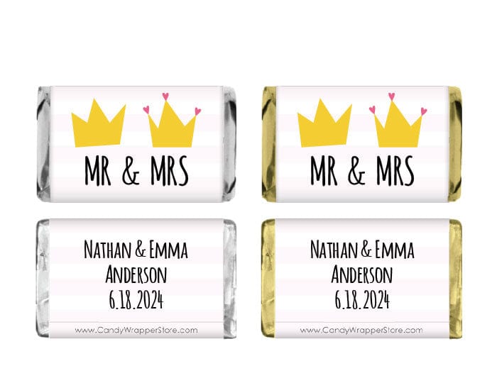 MINIWA367 - Miniature Mr and Mrs Crowns Wedding Candy Bar Wrappers Miniature Mr and Mrs Crowns Wedding Candy Bar Wrappers Miniature Size Wrapper WA367