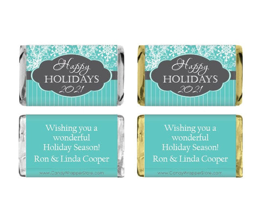 MINIXMAS220 - Happy Holidays 2022 Miniature Candy Wrappers Happy Holidays 2022 Miniature Candy Wrappers XMAS220