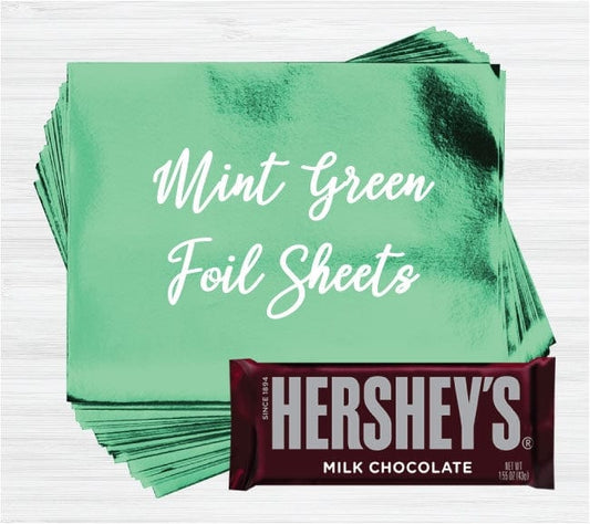 Mint Green Foil - 40 sheets Bright Mint Green Foil Wrappers for Candy Bars - Candy Wrapper Store Candy & Chocolate foil40