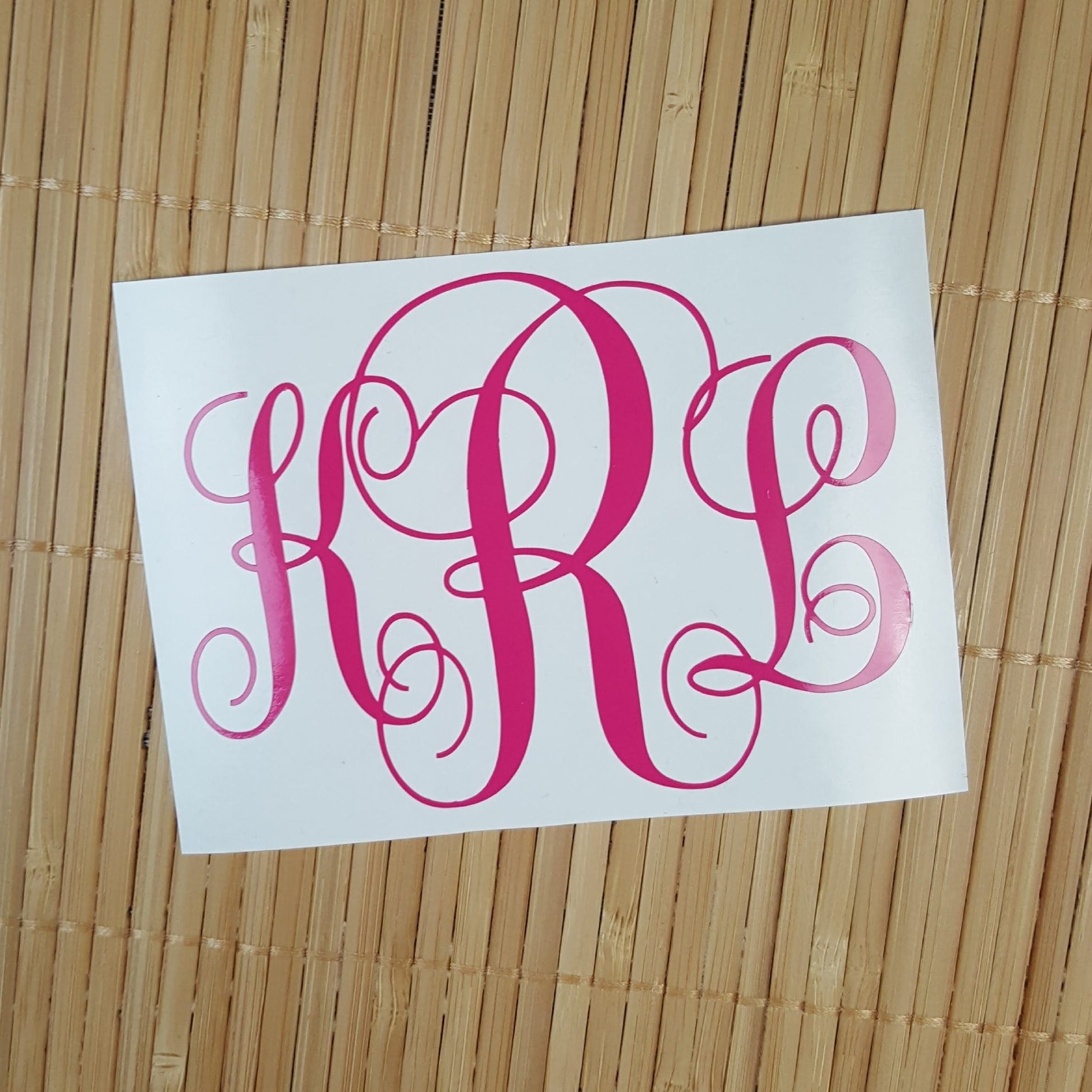 Monogram Decal in Swirl Vine or Circle Block Font Vinyl Sticker Candy Wrapper Store
