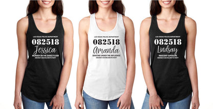 Mugshot Lineup Funny Custom Bachelorette Party Racerback Tank Tops Candy Wrapper Store