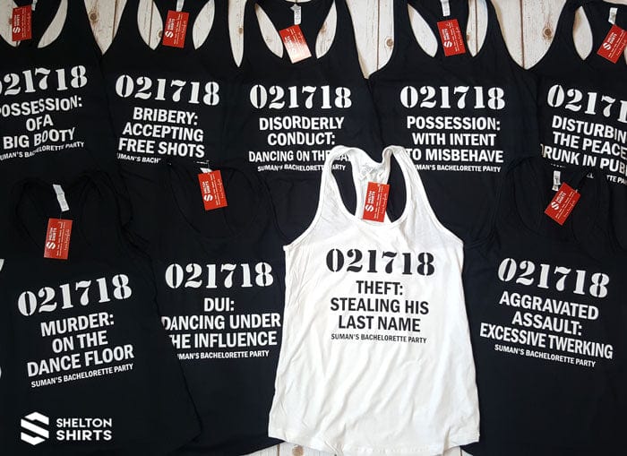 Mugshot Lineup Funny Custom Bachelorette Party Tank Tops Candy Wrapper Store