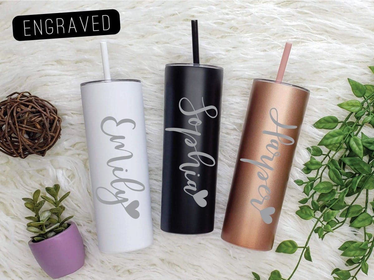 Name Laser Engraved Tumbler with Your Choice of Script Font Mugs Candy Wrapper Store