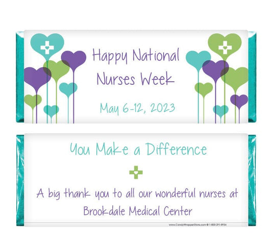NURSE204 - National Nurses Week Heart Balloons Candy Bar Wrappers National Nurses Week Heart Balloons Candy Bar Wrappers NURSE204