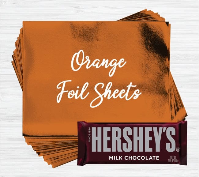 Orange Foil - 40 sheets Bright Orange Foil Wrappers for Candy Bars - Candy Wrapper Store Candy & Chocolate foil40