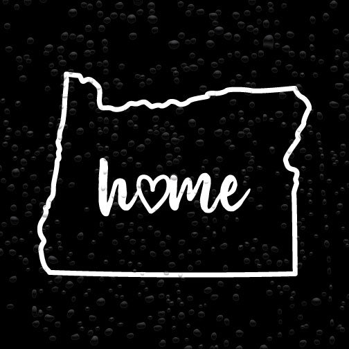 Oregon State Script Oregon State Outline with Script Home and Heart Vinyl Decal Car Sticke ...