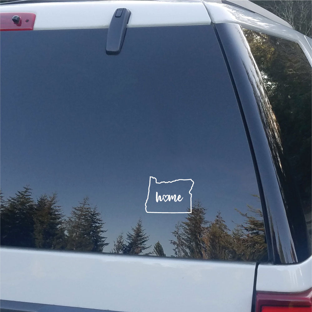 Oregon State Outline with Script Home and Heart Vinyl Decal Car Sticker Candy Wrapper Store