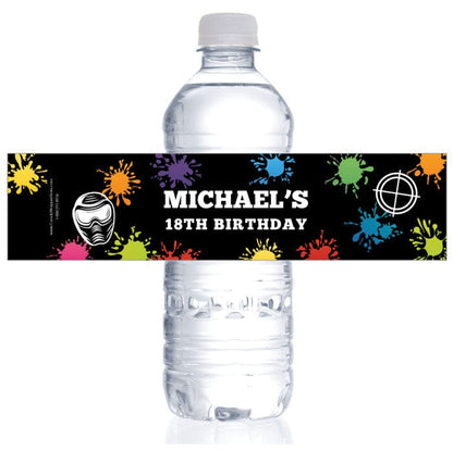 Paintball Splatter Birthday Water Bottle Labels Party Favors bd513