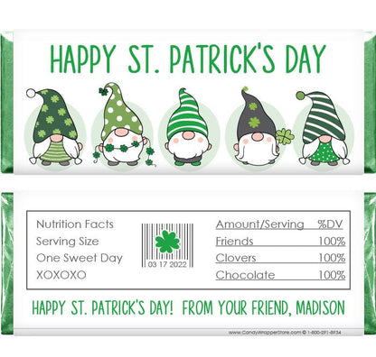 PAT245 - St Patrick's Day Gnomes Candy Bar Wrapper St Patrick's Day Gnomes Candy Bar Wrapper Candy Wrapper Store