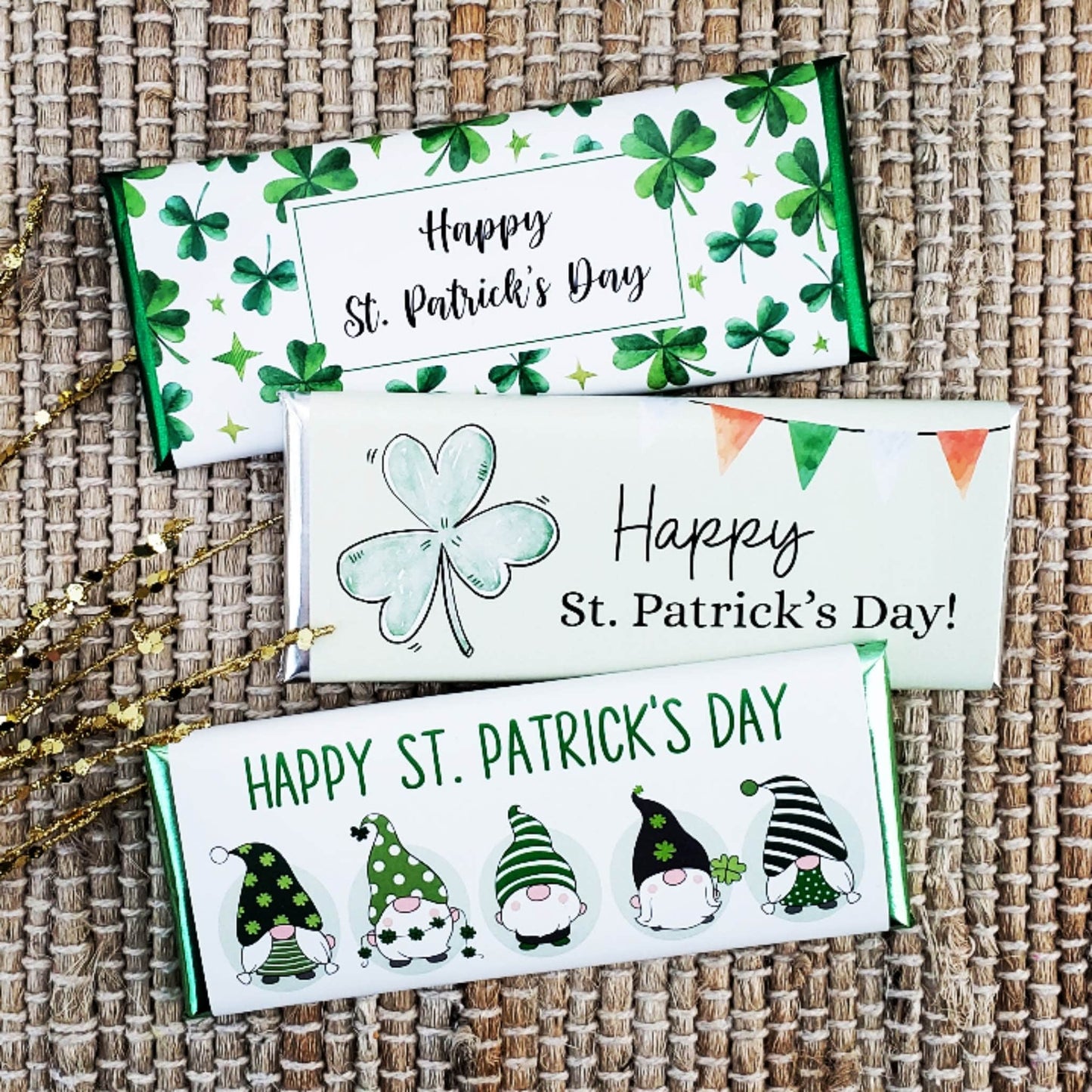 PAT245 - St Patrick's Day Gnomes Candy Bar Wrapper St Patrick's Day Gnomes Candy Bar Wrapper Candy Wrapper Store