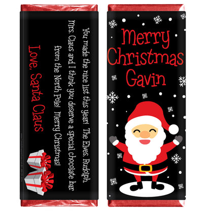 Personalized Christmas Santa Candy Bar with Your Childs Name Santa Bar