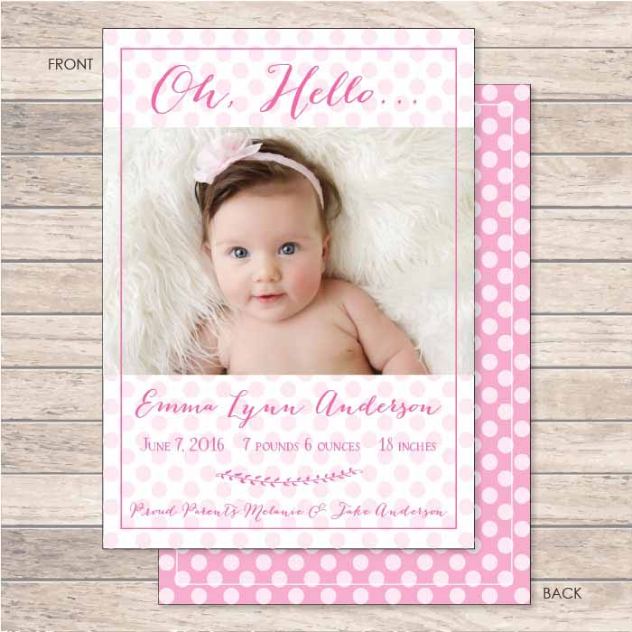 Pretty Pink Polka Dots Baby Girl Announcement Birth Announcement Candy Wrapper Store