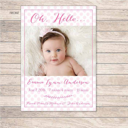 Pretty Pink Polka Dots Baby Girl Announcement Birth Announcement Candy Wrapper Store
