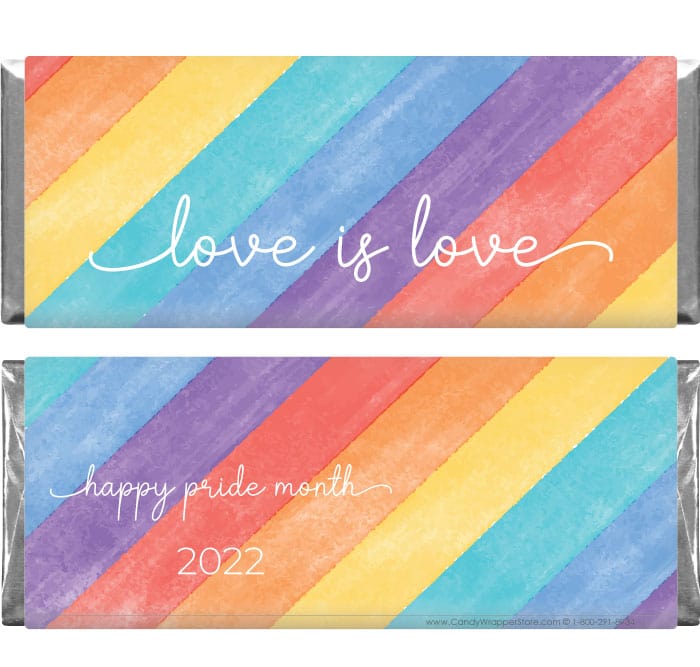 PRIDE200 - Love is Love Pride Rainbow Candy Bar Wrapper Love is Love Pride Rainbow Candy Bar Wrapper Regular Size Wrapper PRIDE