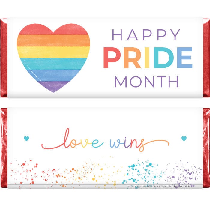 PRIDE201 - Happy Pride Month Rainbow Heart Candy Bar Wrapper Happy Pride Month Rainbow Heart Candy Bar Wrapper Regular Size Wrapper PRIDE