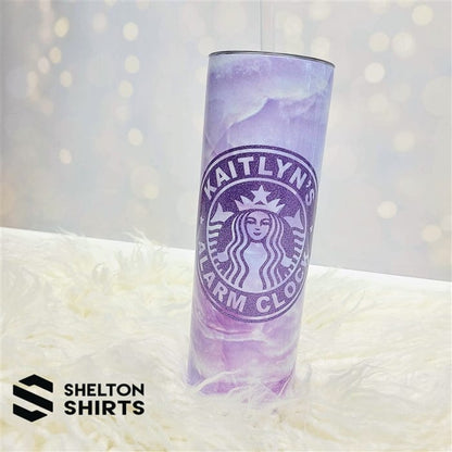 Purple Cloud Tumbler with Glitter Purple Personalized Starbucks Logo Decal Purple Cloud Tumbler with Glitter Purple Personalized Starbucks Logo Decal - 20oz Double Wall Insulated Tumbler with sipper lid and straw Tumblers Candy Wrapper Store