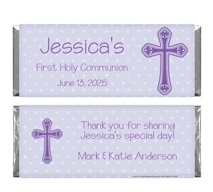 REL222PURPLE - Religious Purple Cross Candy Bar Wrapper Religious Purple Cross Candy Bar Wrapper REL222